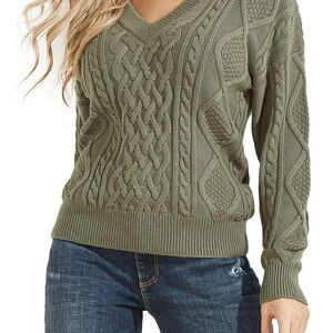 Olive Cable Knit Sweater